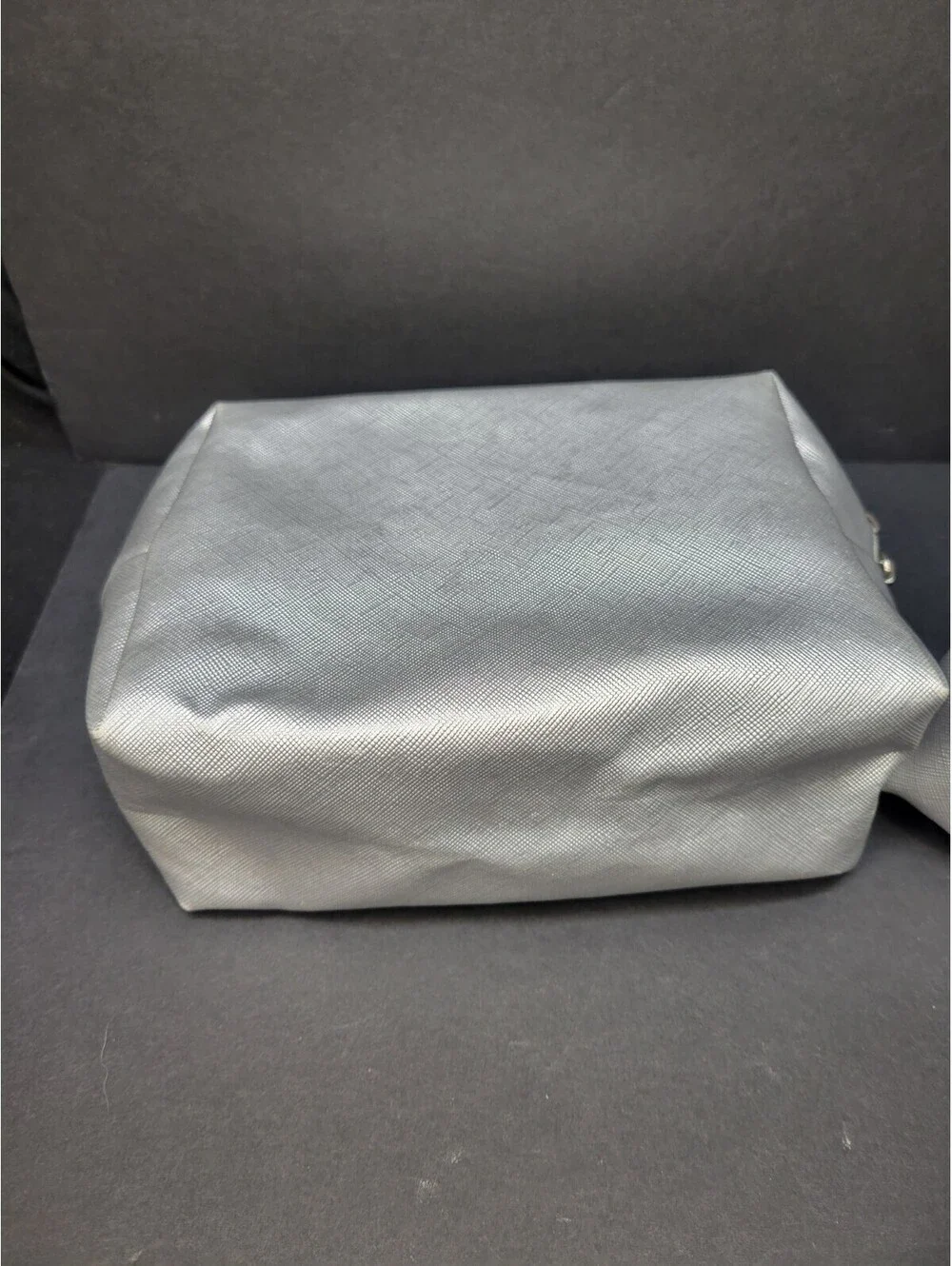 x6 Metallic Silver Makeup Cosmetics Zip Travel Pouch Toiletry Bag Faux Leather